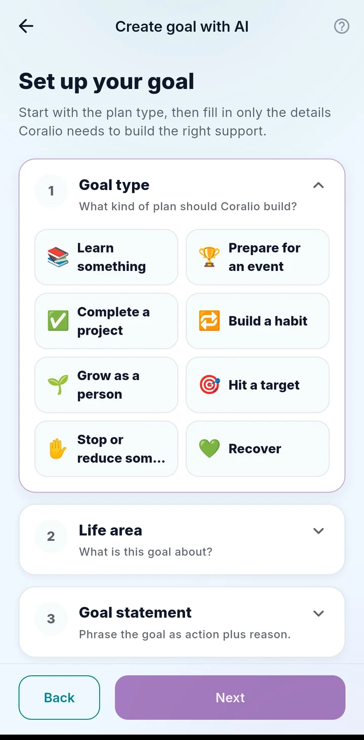 Set up your goal: eight goal types